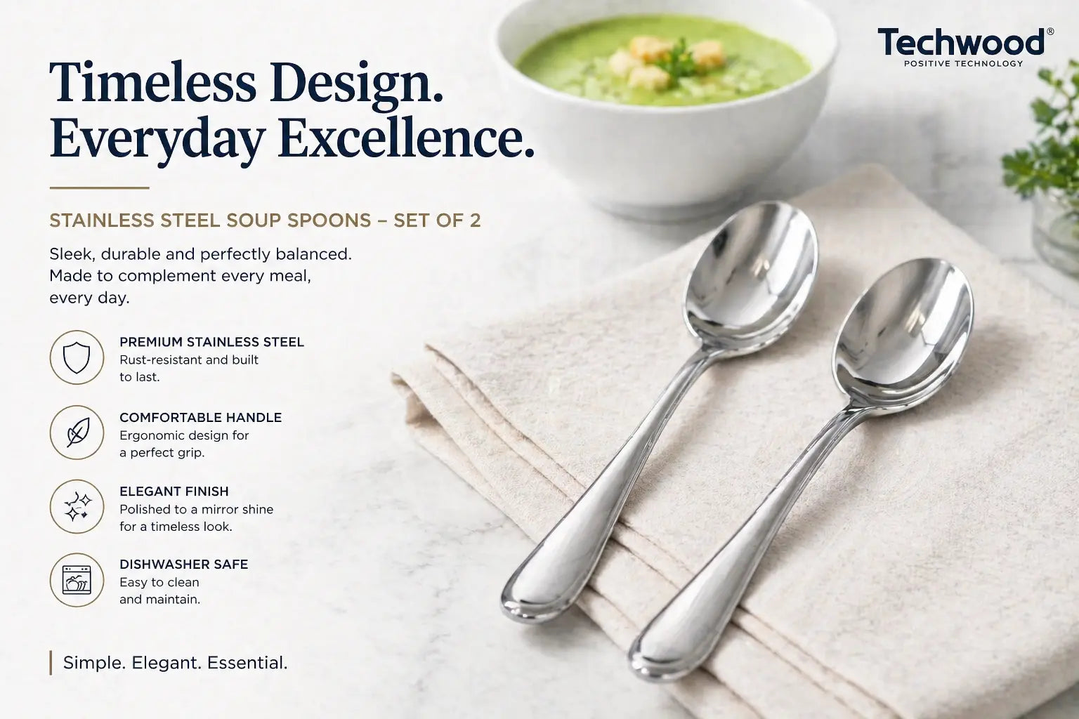 Set of 2 Stainless Steel Tablespoons Krystal Distribution