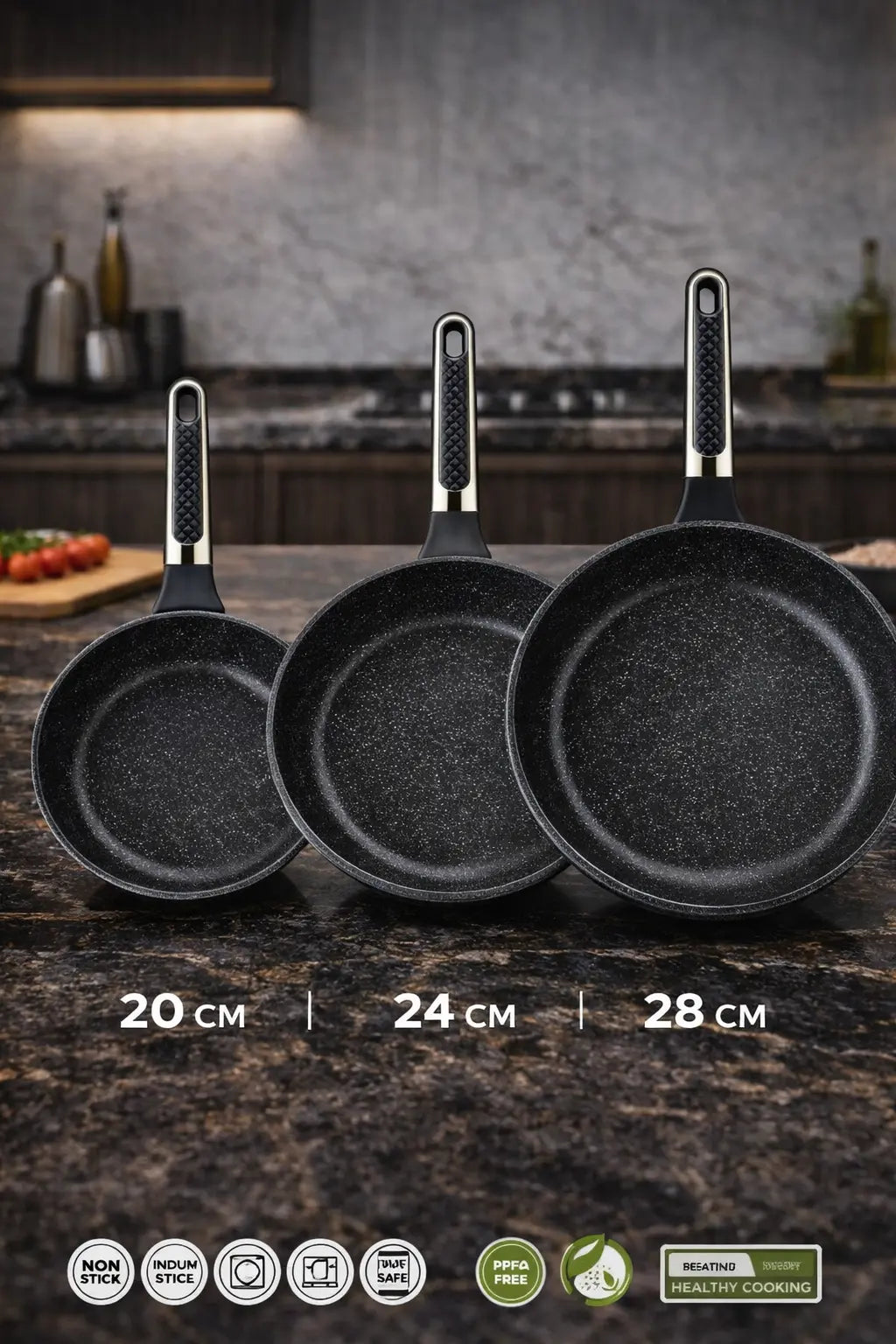 Kaiser Koch Marble Coating 3pcs Frypan Set Krystal Distribution