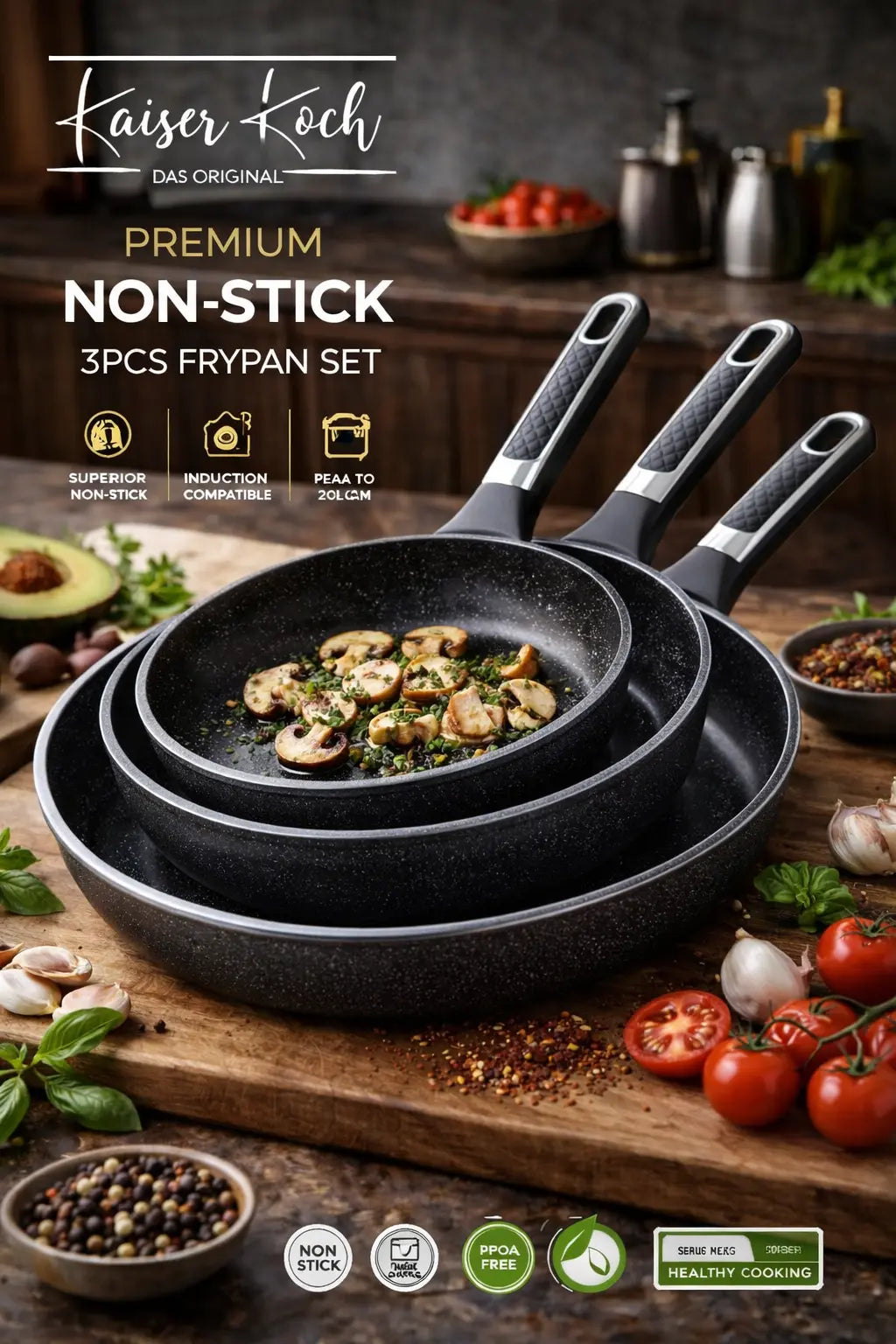 Kaiser Koch Marble Coating 3pcs Frypan Set Krystal Distribution