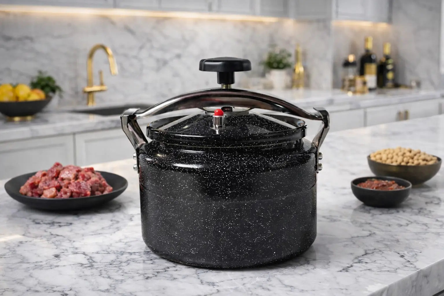 4L Black Aluminum Pressure Cooker Krystal Distribution