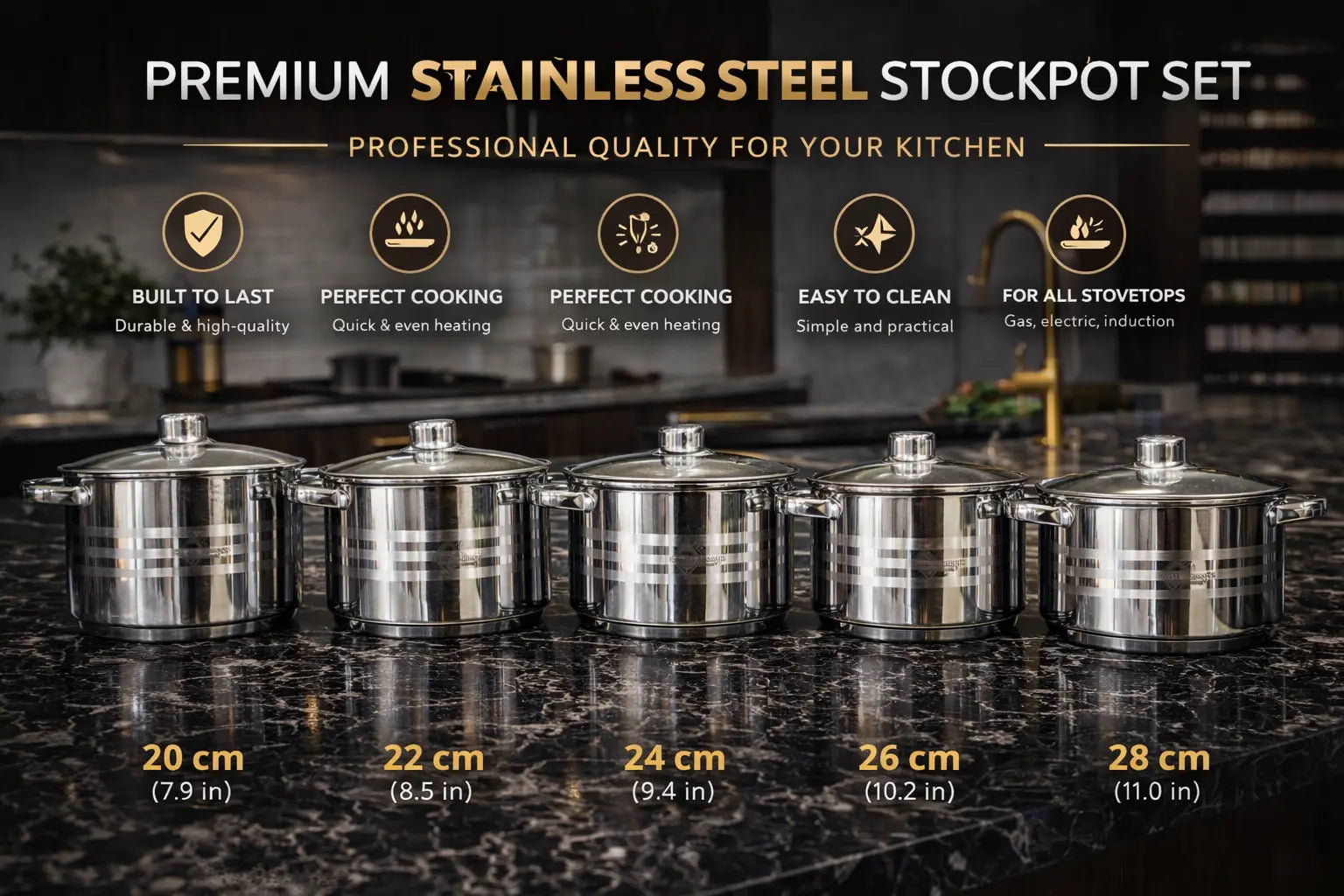 Chef Elements Stainless Steel Cookware Set Krystal Distribution