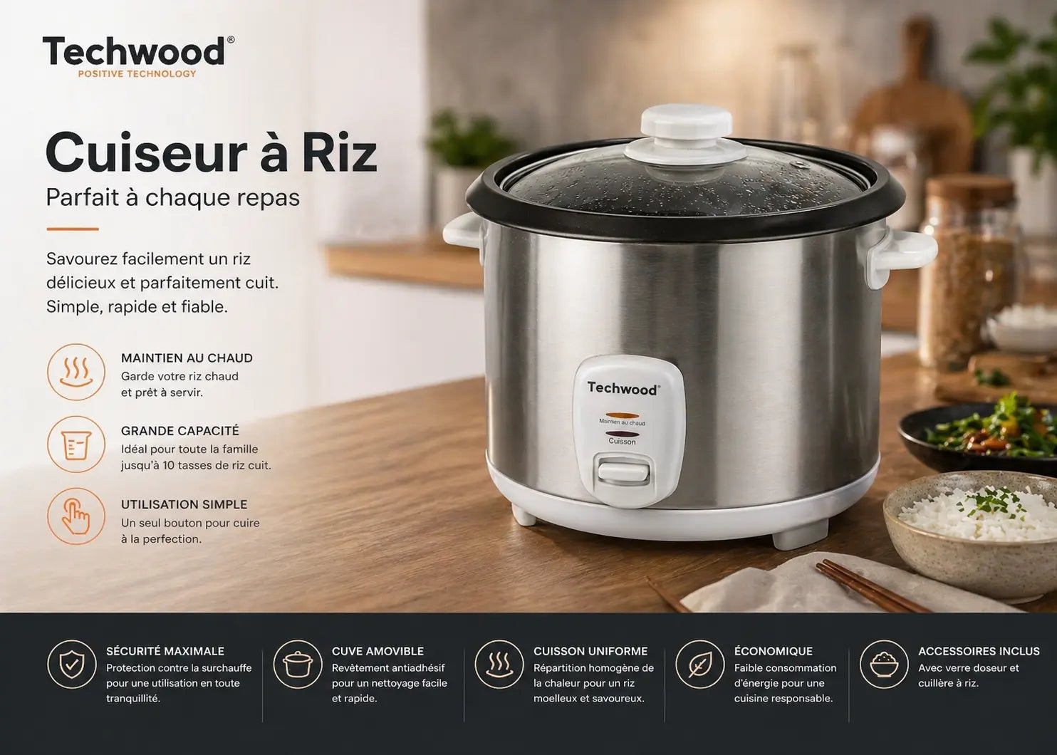Techwood Rice Cooker Silver Krystal Distribution
