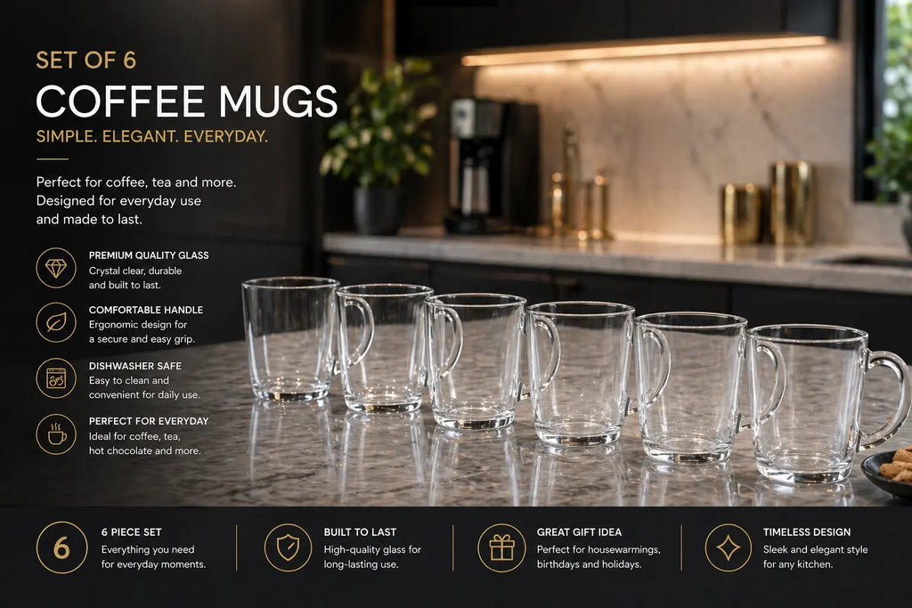 Glass Coffee Cups Set Krystal Distribution
