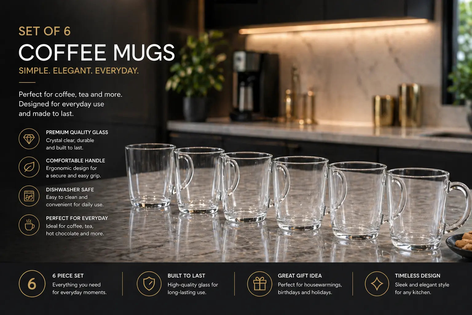 Glass Coffee Cups Set Krystal Distribution