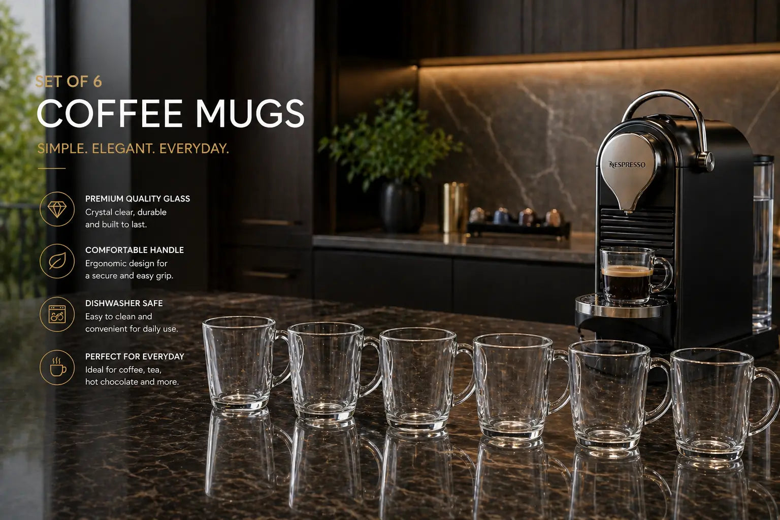 Glass Coffee Cups Set Krystal Distribution