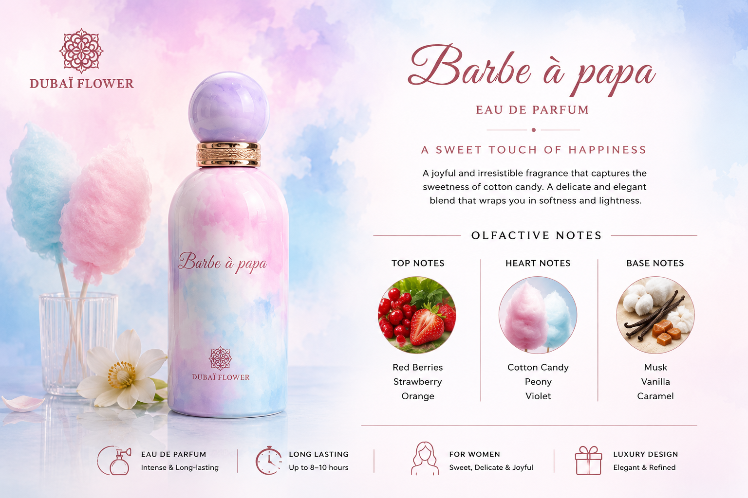 Dubai Flowers Barbe à Papa 100ml Hallstarz Diffusion