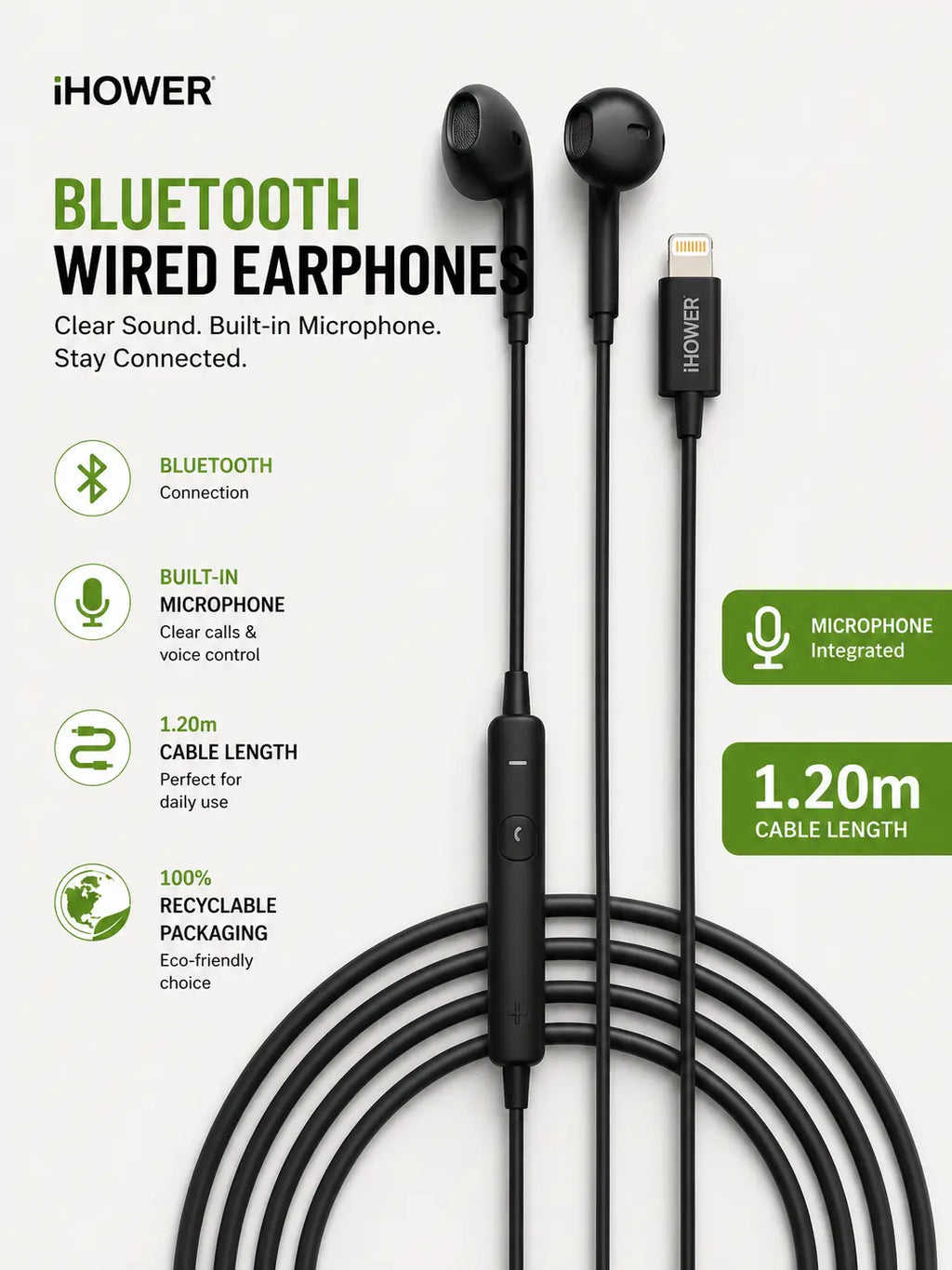 iHower Lightning Earphones Black Krystal Distribution
