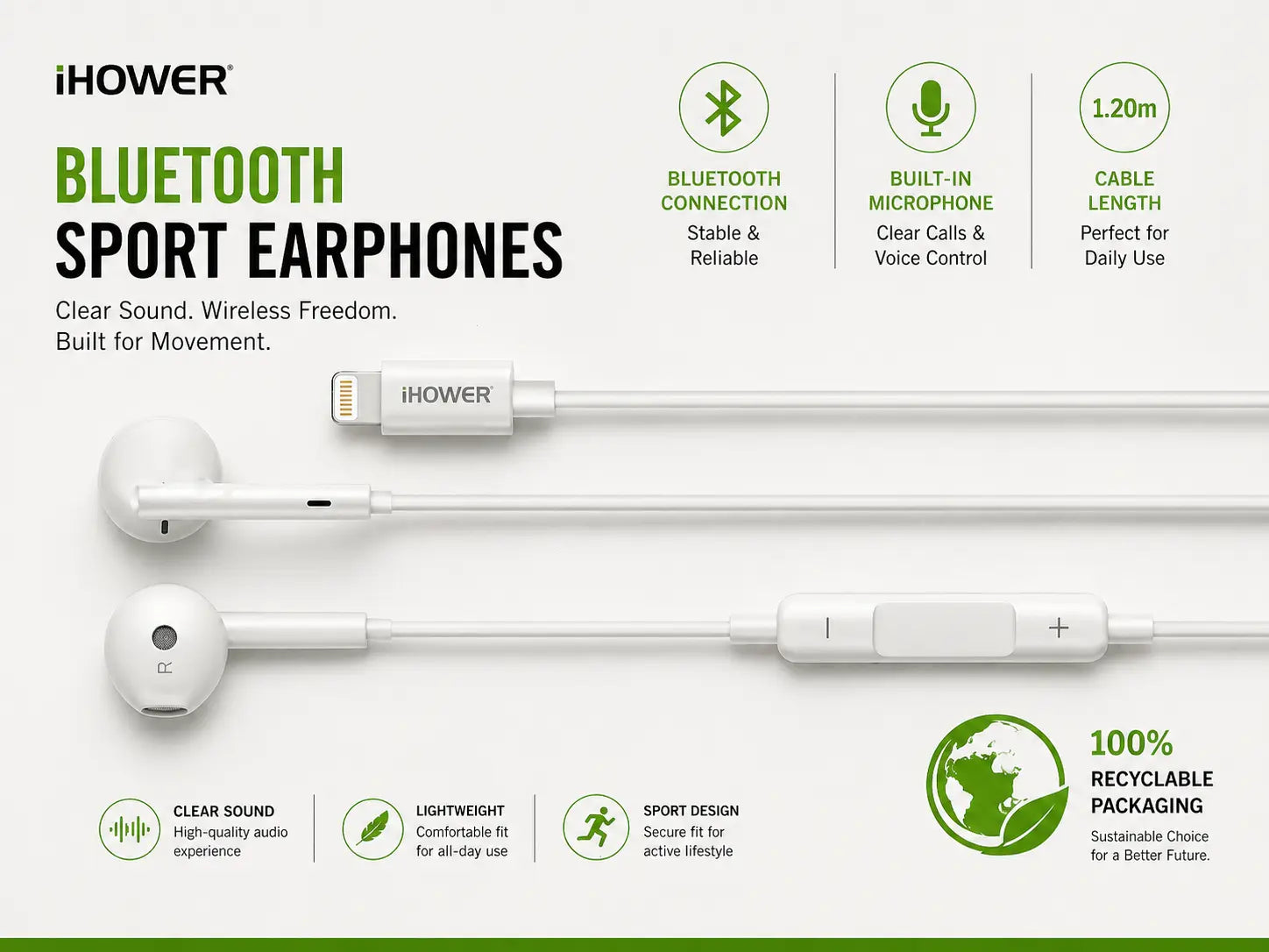 iHower Lightning Earphones White Krystal Distribution