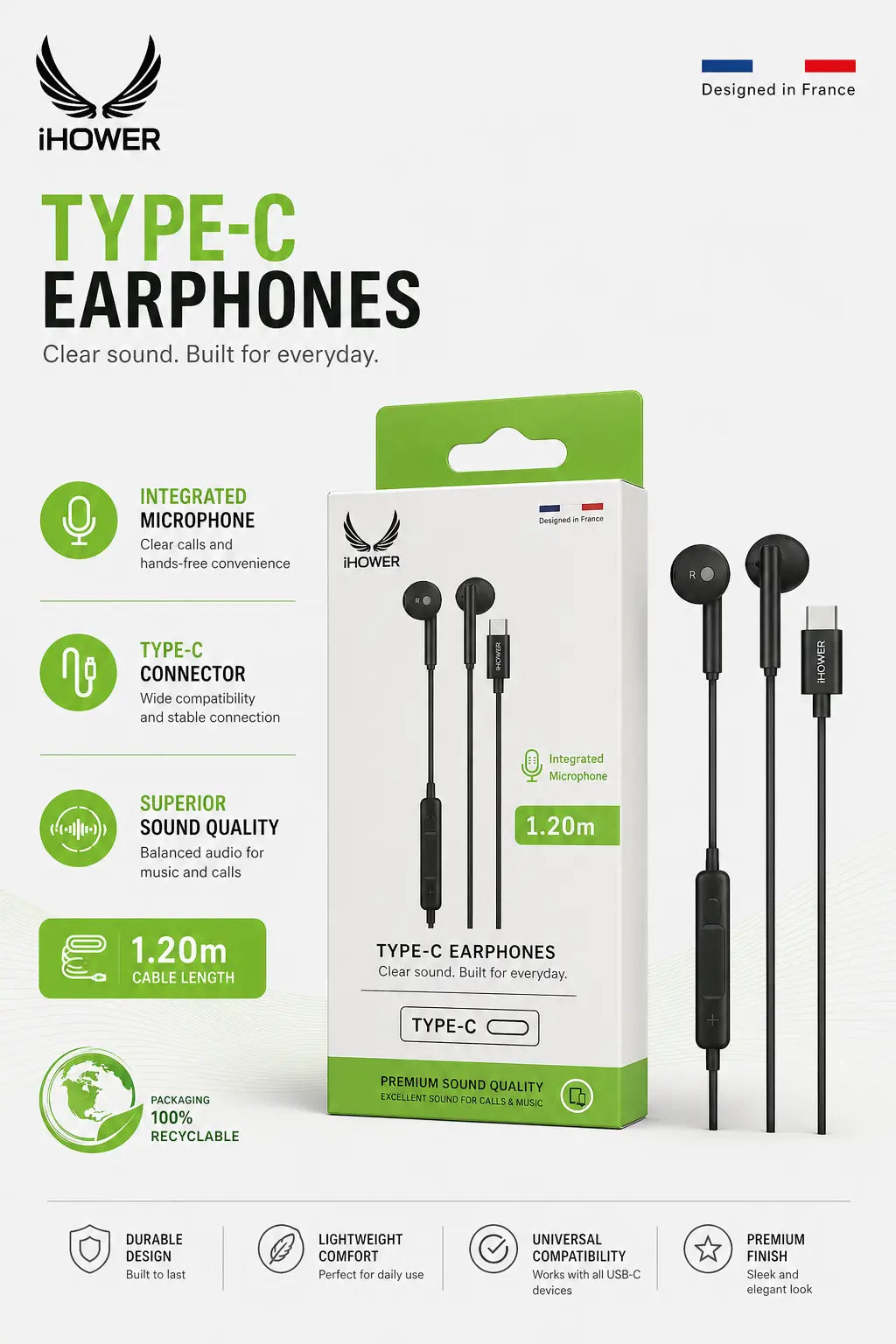 iHower Type-C Earphones Black Krystal Distribution