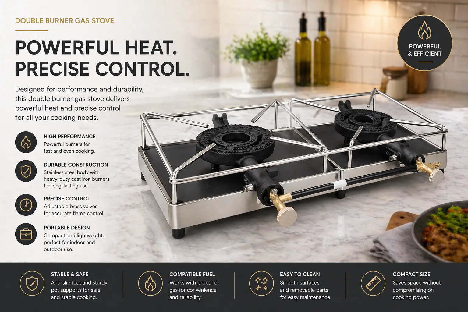 Foker Double Gas Burner Stove Krystal Distribution