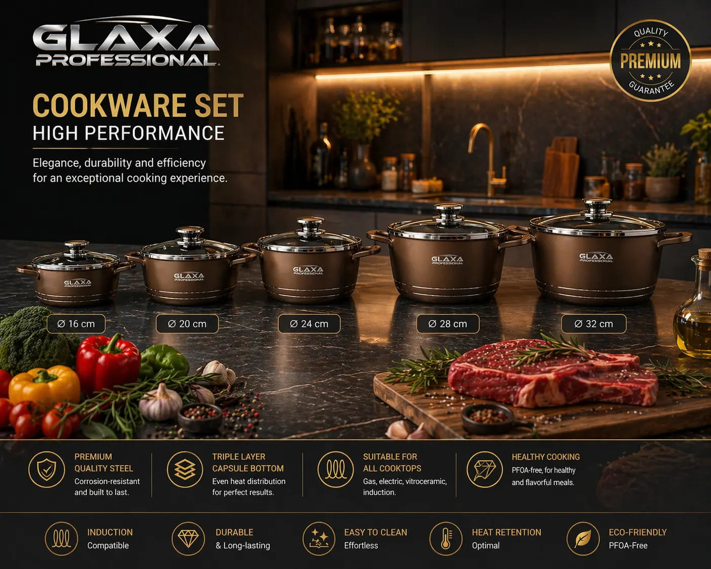 Glaxa Professionnel Bronze Cookware Sets Hallstarz Diffusion
