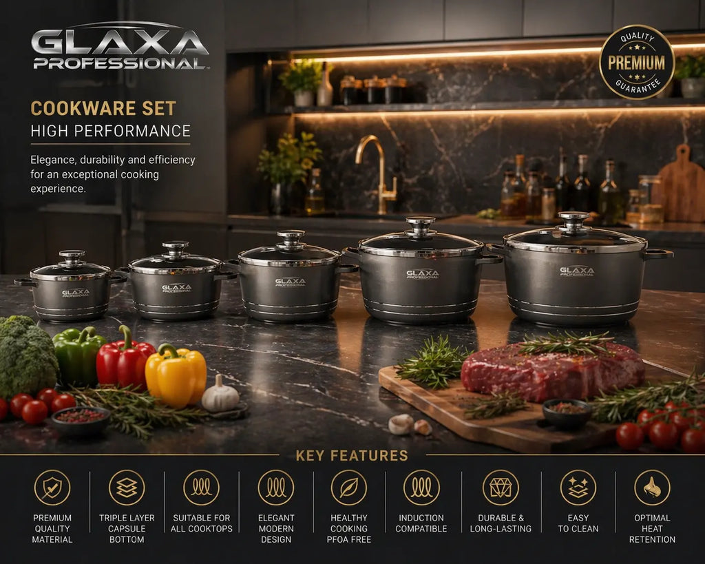 Glaxa Professionnel Grey Cookware Sets Hallstarz Diffusion