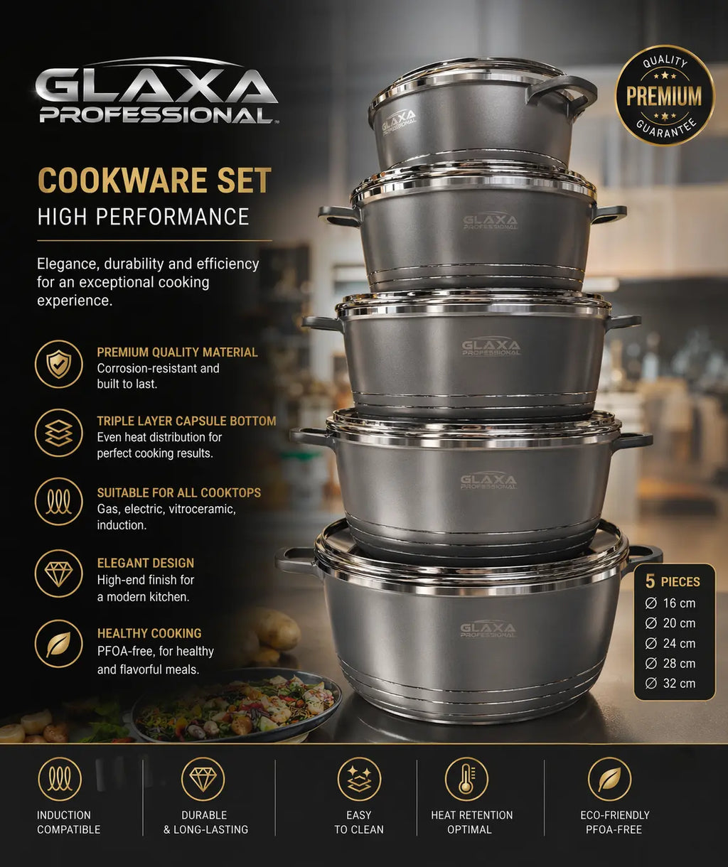 Glaxa Professionnel Grey Cookware Sets Hallstarz Diffusion