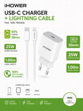iHower USB-C Charger + Lightning Cable Kit (25W, 1.00m) Krystal Distribution
