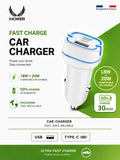 iHower Dual Port Car Charger White Krystal Distribution