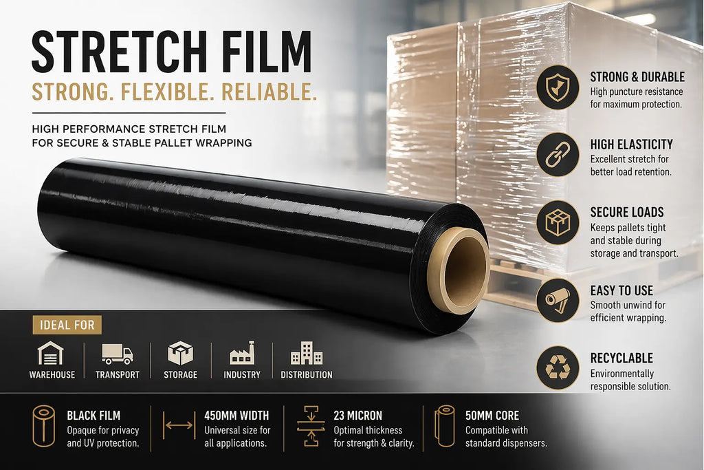 black stretch film 300m Krystal Distribution
