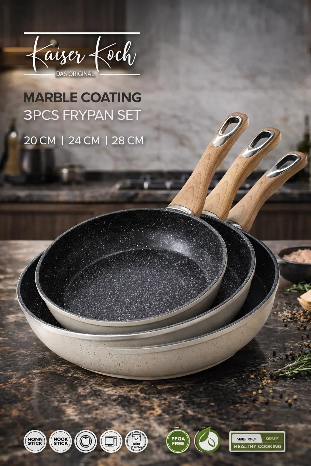 Kaiser Koch 3 Frying Pan Set White Krystal Distribution