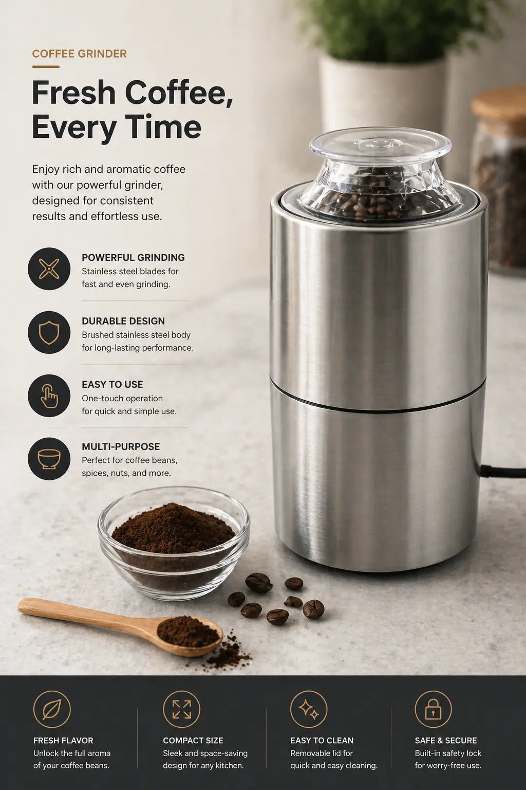 Electric Coffee Grinder 100ml Krystal Distribution