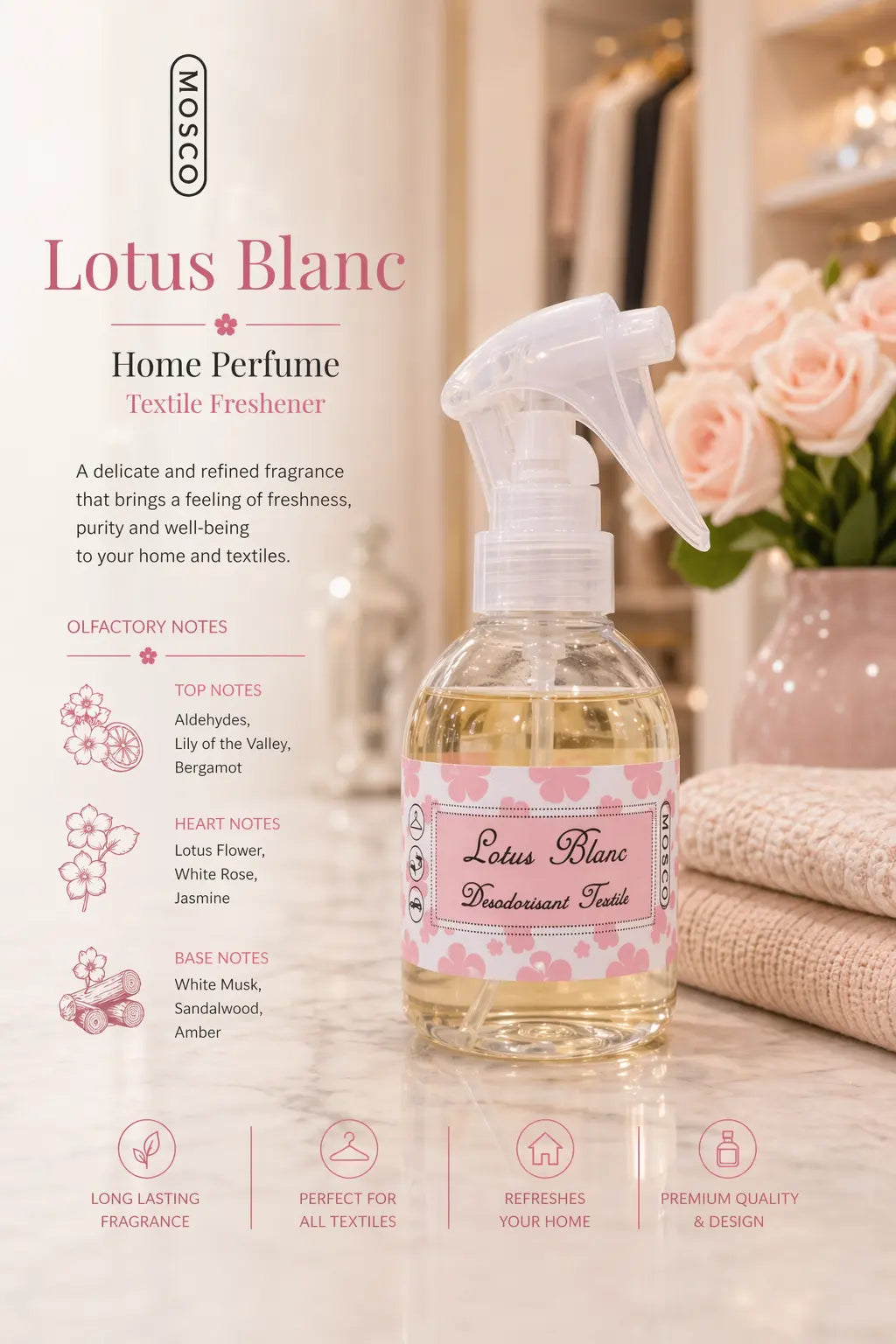 Mosco Textile White Lotus 250ml Krystal Distribution
