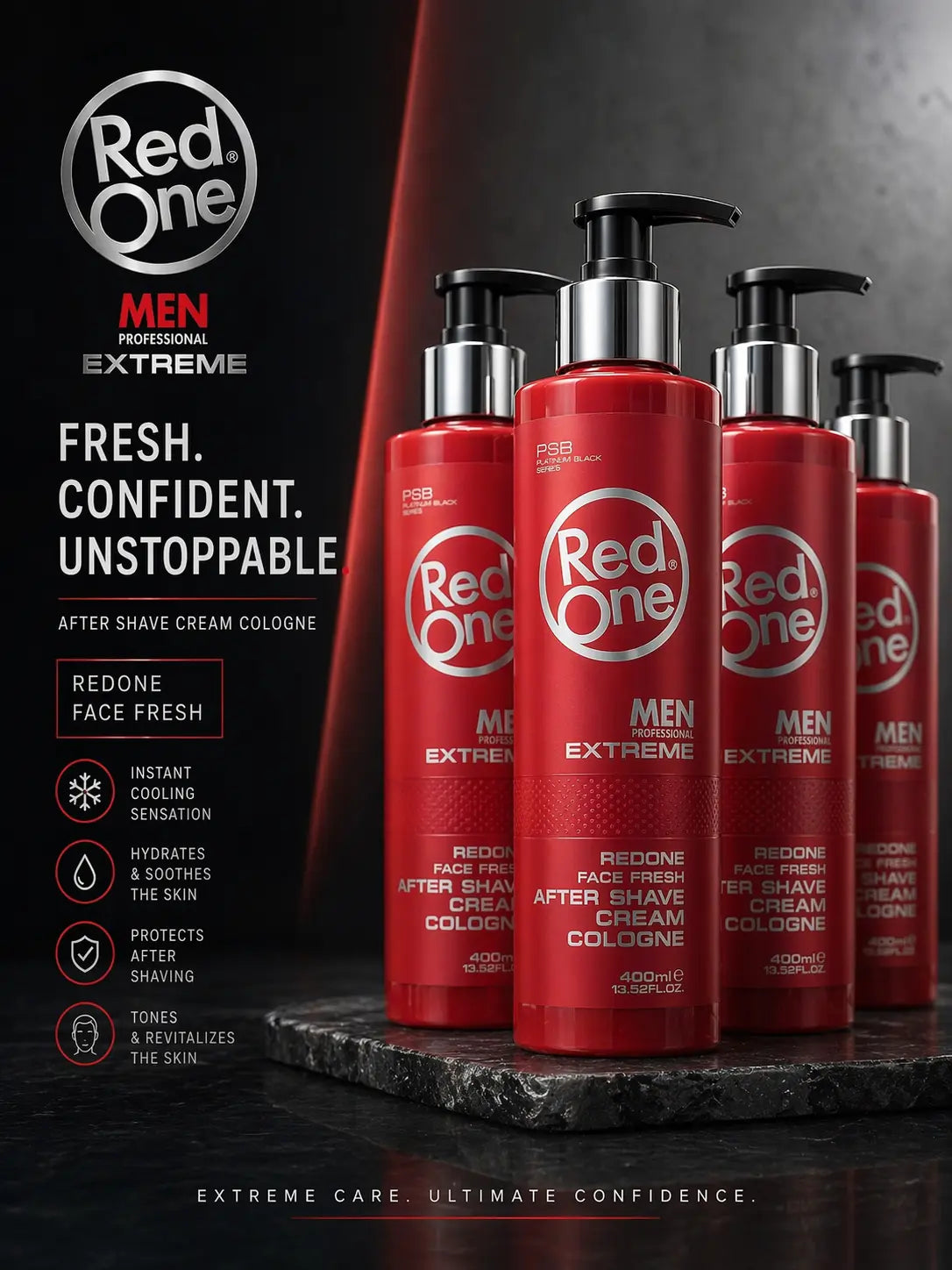 Red One Extreme After Shave Cream Cologne 400ml Krystal Distribution