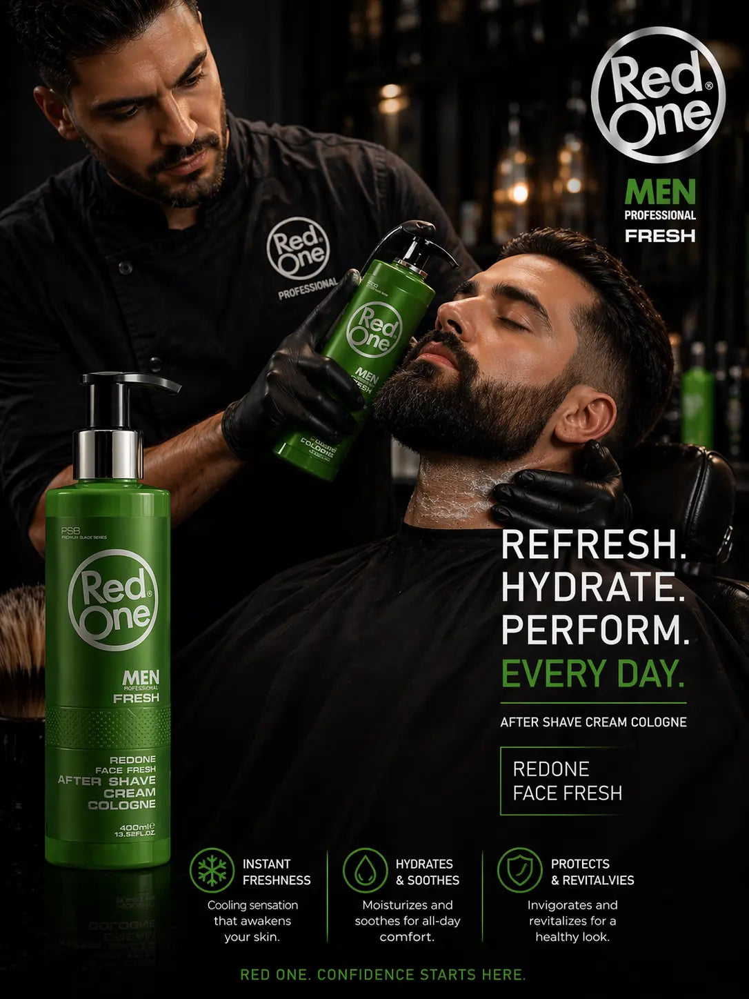 Red One Fresh After Shave Cream Cologne 400ml Krystal Distribution