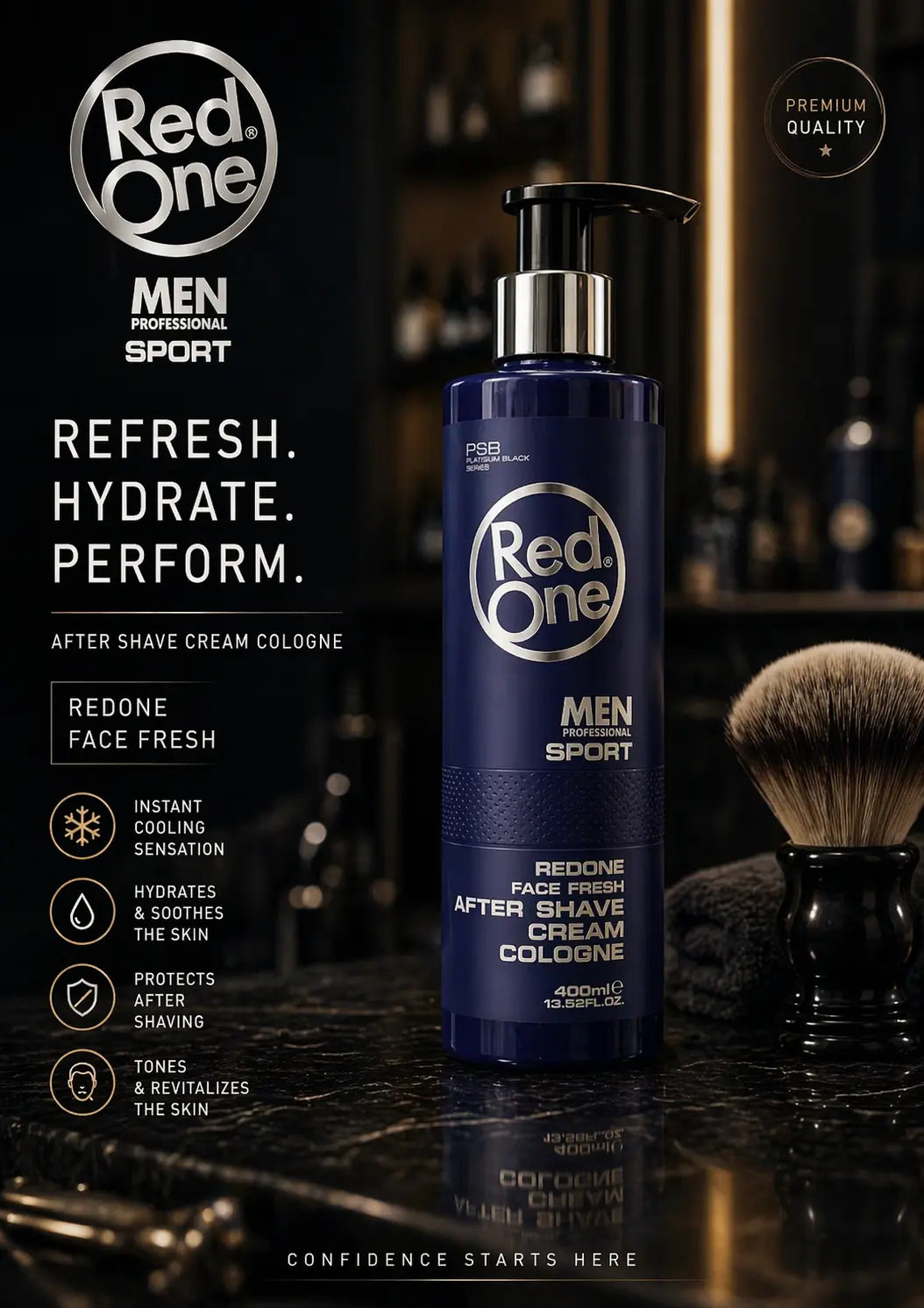 Red One Sport After Shave Cream Cologne 400ml Krystal Distribution