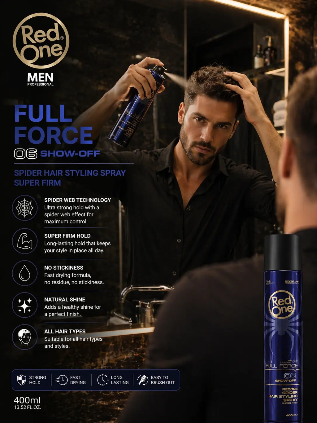 Red One Full Force Hair Spray 400ml Krystal Distribution
