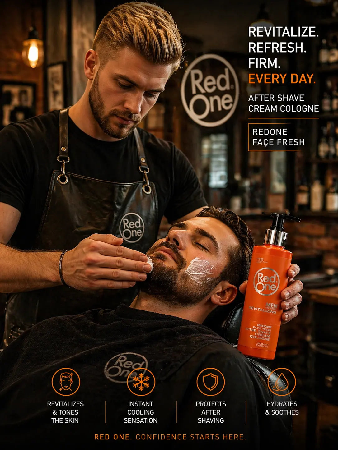 Red One Revitalizing After Shave Cream Cologne 400ml Krystal Distribution