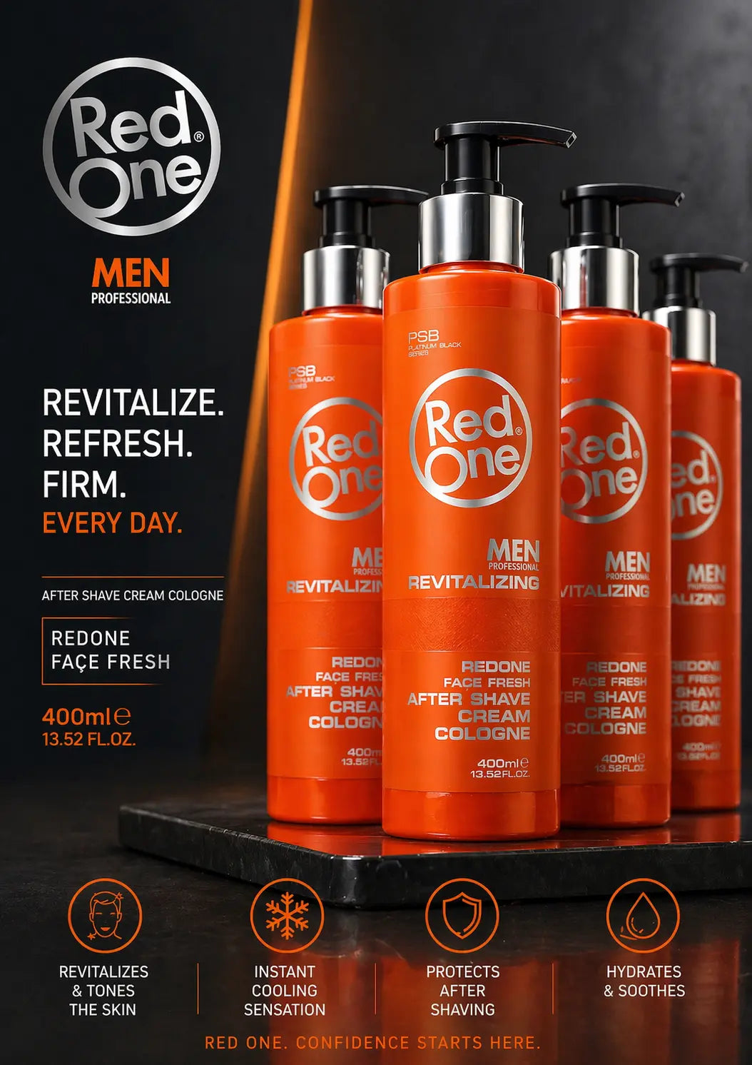 Red One Revitalizing After Shave Cream Cologne 400ml Krystal Distribution