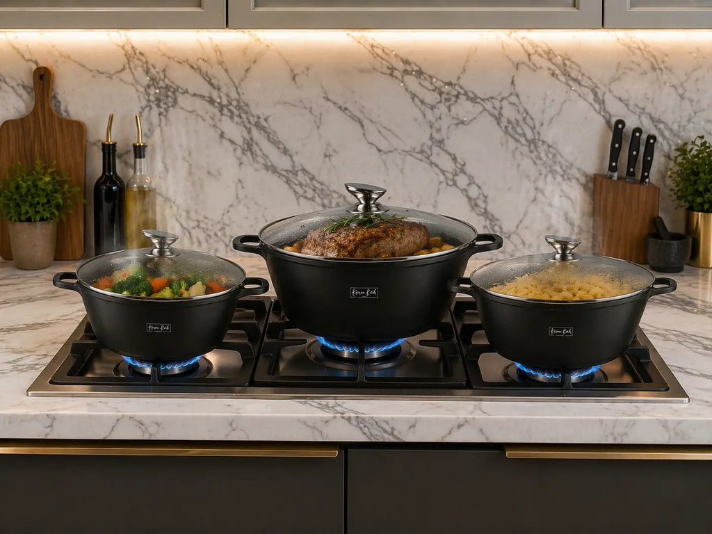 Kaiser Koch Set of 3 Stock Pots Black Krystal Distribution