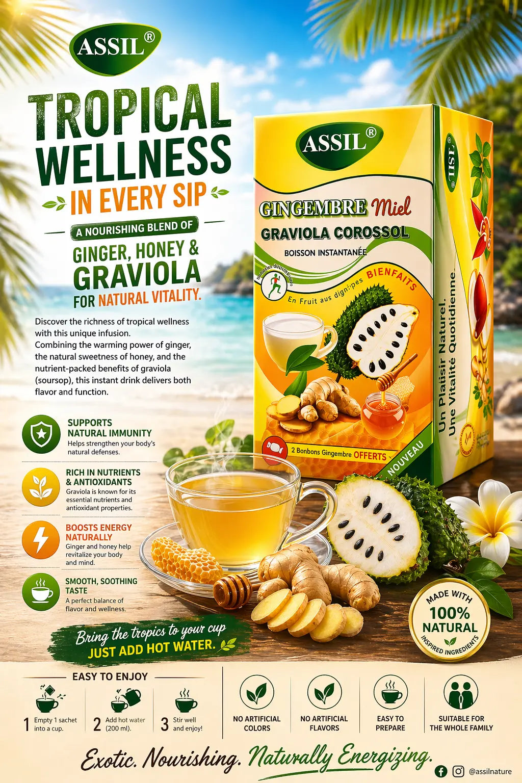 Assil Ginger – Honey – Graviola / Soursop Drink Krystal Distribution