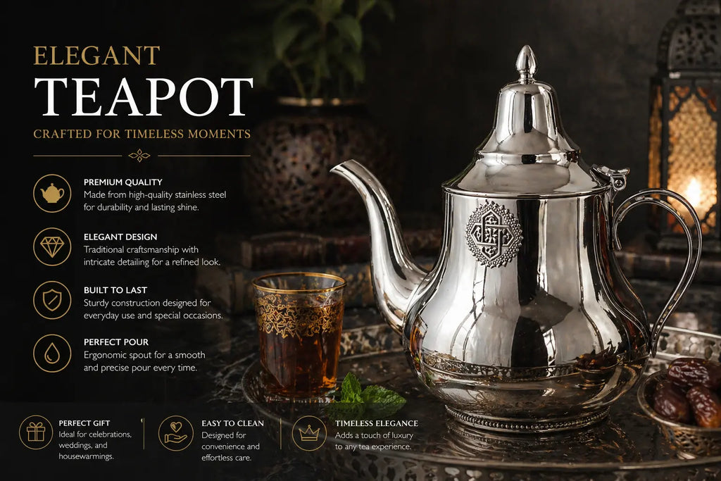 Kadirelli Moroccan Silver Teapot 60oz Krystal Distribution