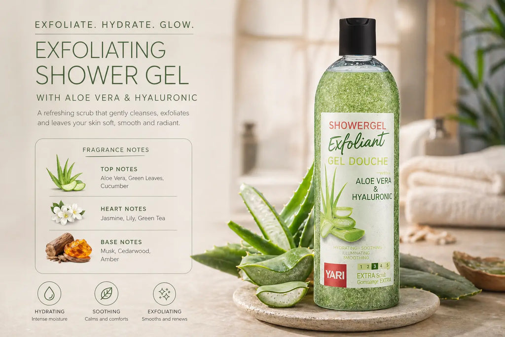 Yari Aloe Vera & Hyaluronic Acid Exfoliating Shower Gel 1L Krystal Distribution